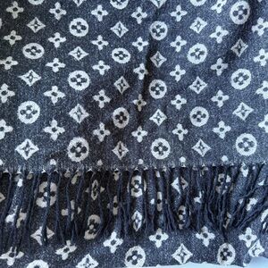 Designer Monogram Fringe Woolen Scarf